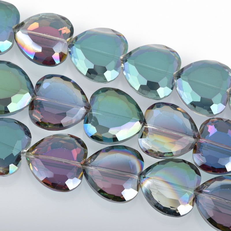 22mm Heart Beads Crystal NORTHERN LIGHTS AB, 13 beads, bgl1639