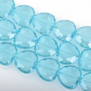 22mm Heart Beads Crystal AQUA BLUE TRANSPARENT, 14 beads, bgl1642