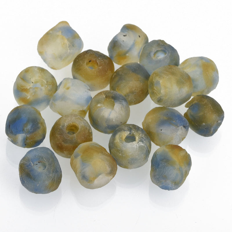 10mm Matte BLUE BROWN Glass Beads Round x10 beads bgl1656
