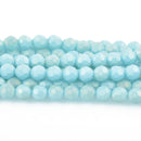 8mm MATTE BLUE TAN Glass Crystal Round Beads, Opaque Faceted 34 beads, bgl1703