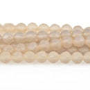 8mm MATTE BEIGE Glass Crystal Round Beads, Opaque Faceted 34 beads, bgl1704
