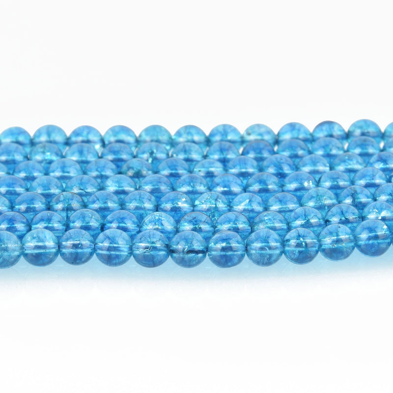 6mm Blue Crackle Quartz Round Gemstone Beads half strand 33 beads gem0031