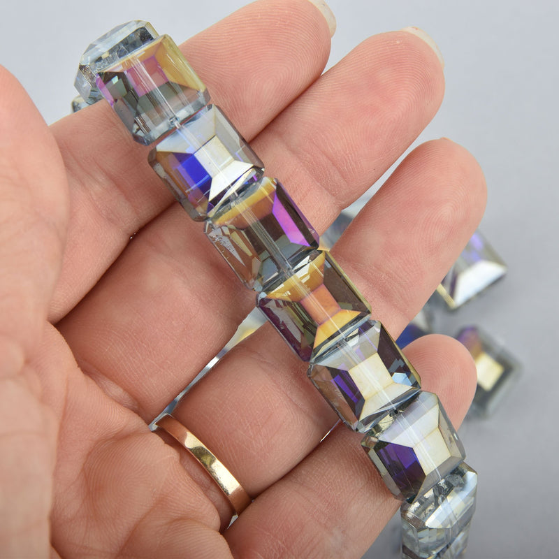 12mm MYSTIC VITRAIL Square Crystal Glass Beads x15 beads bgl1762
