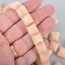 12mm APRICOT LUSTER Square Crystal Glass Beads x15 beads bgl1769