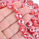 14mm RED Coin Crystal Glass Beads x15 beads bgl1821