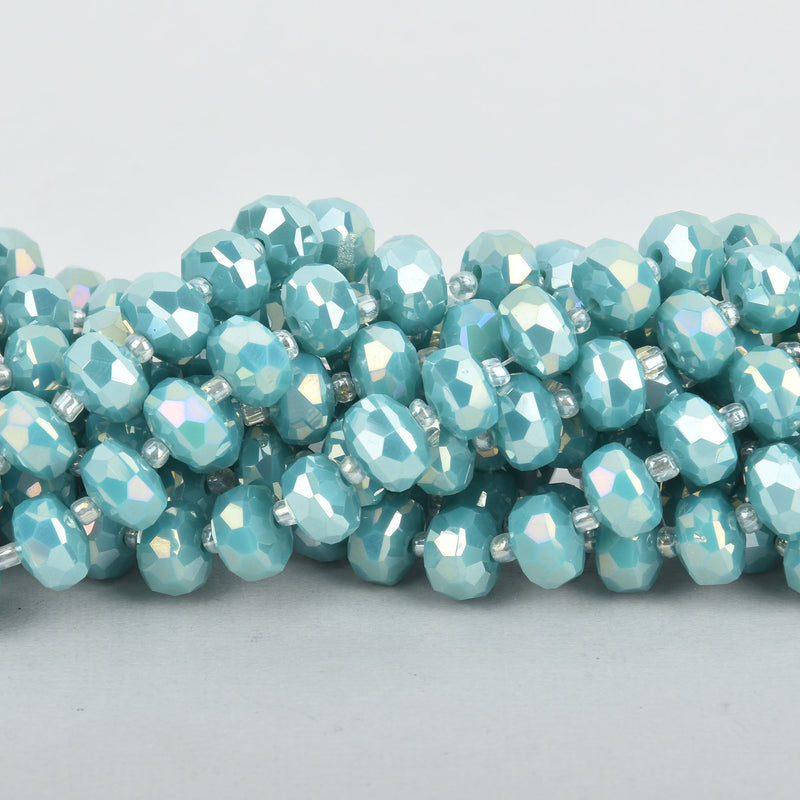 9mm Turquoise Teal Blue RONDELLE SAUCER Crystal Glass Beads x39 beads bgl1824