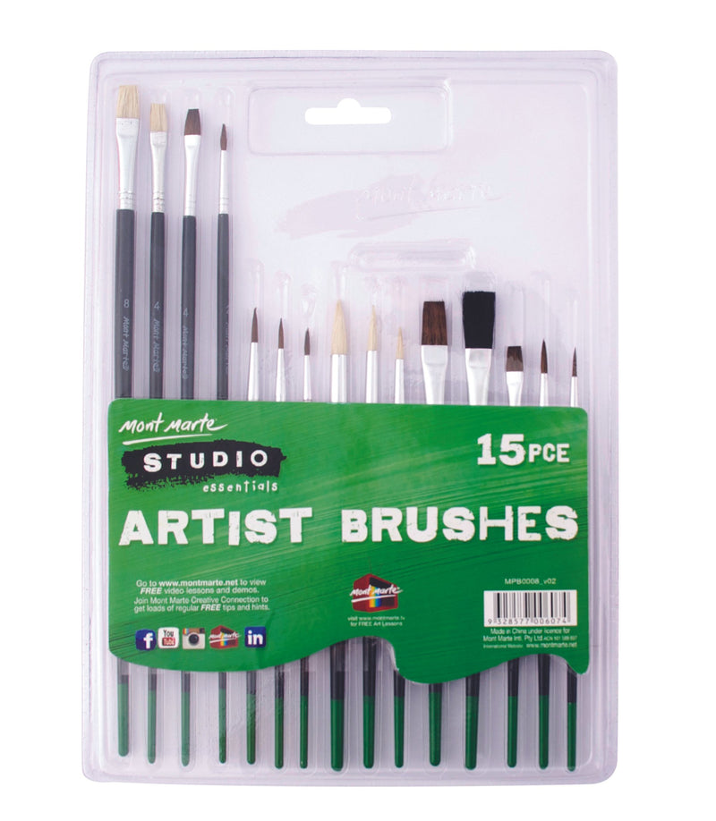 15 Paint Brushes, economy beginner set, tol1118