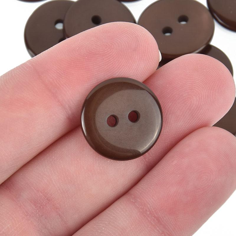 12 ROUND CHOCOLATE BROWN Buttons for Jewelry Making, Scrapbooking, Sewing 18mm  but0106