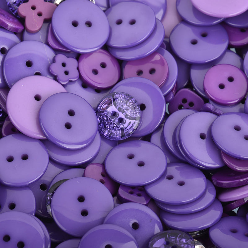 50 grams PURPLE Buttons Mixed styles and sizes but0269