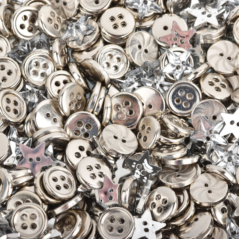 50 grams SILVER Buttons Mixed styles and sizes but0274