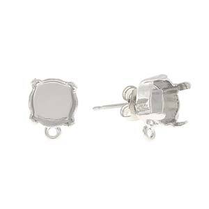 2 Post Gita Earring Blanks, fits ss39 in Setting, Silver Rhodium Plated, fin1046