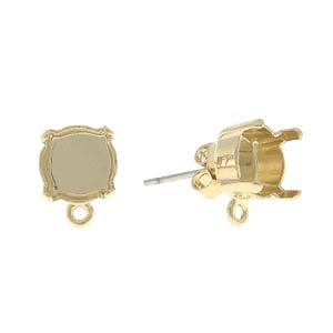 2 Post Gita Earring Blanks, fits ss39 in Setting, Gold Plated, fin1059