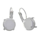 2 Leverback Gita Earring Blanks, fits 12mm Rivoli in Setting, Silver Rhodium Plated, fin1040
