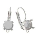 2 Leverback Gita Earring Blanks, fits ss39 in Setting, Silver Rhodium Plated, fin1045