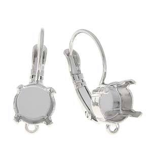 2 Leverback Gita Earring Blanks, fits ss39 in Setting, Silver Rhodium Plated, fin1045
