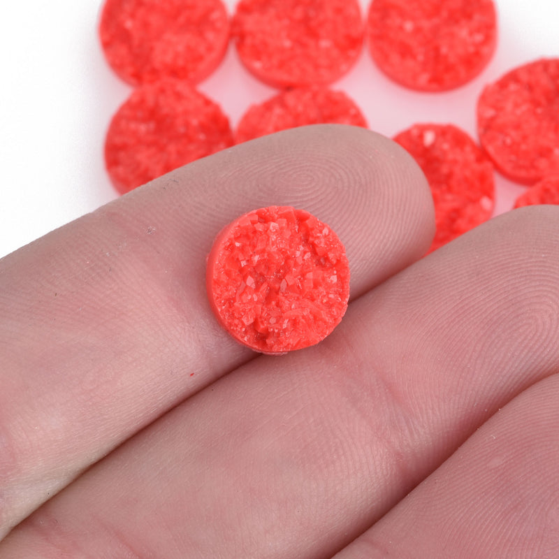 10 Round Resin CORAL DRUZY Cabochons, faux druzy, 12mm  cab0226