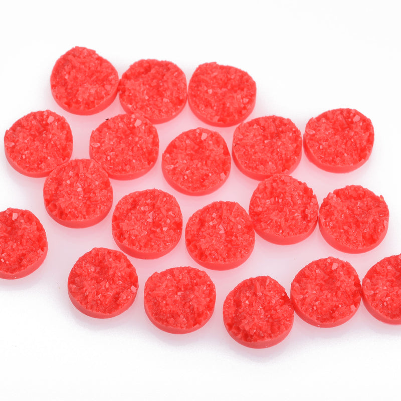 10 Round Resin CORAL DRUZY Cabochons, faux druzy, 12mm  cab0226