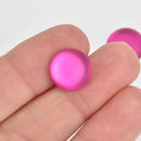 14mm Raspberry Pink Lunasoft Lucite Cabochons, Matte Round, x2, cab0636