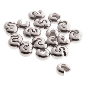 144 pcs 3mm Crimp Bead Covers, Silver Plated, fin1184b