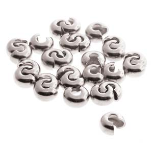 144 pcs 4mm Crimp Bead Covers, Silver Plated, fin1183b