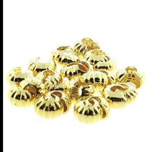 36 pcs 4mm Crimp Bead Covers, Corrugated Gold Plated, fin1186a