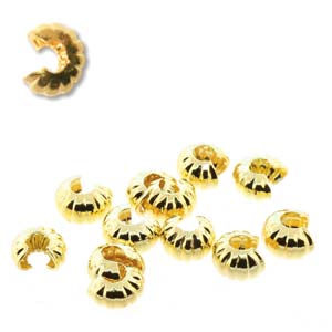 36 pcs 4mm Crimp Bead Covers, Corrugated Gold Plated, fin1186a