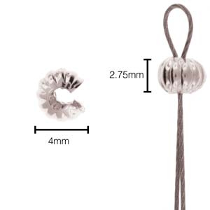 36 pcs 4mm Crimp Bead Covers, Corrugated Silver Plated, fin1182a