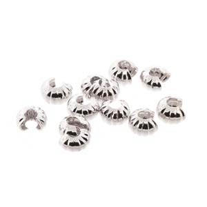 36 pcs 4mm Crimp Bead Covers, Corrugated Silver Plated, fin1182a