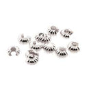 144 pcs 4mm Crimp Bead Covers, Corrugated Silver Plated, fin1182b