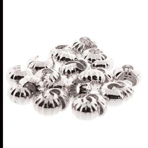 144 pcs 4mm Crimp Bead Covers, Corrugated Silver Plated, fin1182b