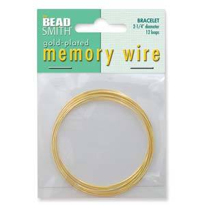 Memory Wire Bracelet Rings, 2.25" diameter, gold plate, 12 loops, wir0153