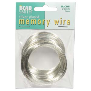 Memory Wire Bracelet Rings, 2" diameter, silver plate, 1 ounce, wir0219