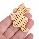4 Cross Stitch WOOD BLANK Shapes, CAT 2" long, make your own embroidery charm pendant, Cho0220