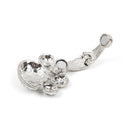 1 Large Pendant, CLEAR AB Rhinestone Paw Print on Silver Metal, magnetic clasp bail, removeable . chs1698