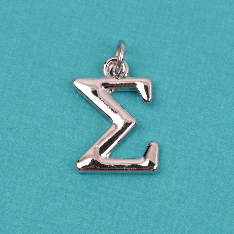 4 SIGMA Greek Letter Silver Plated Charms Greek Sorority 3/4" chs2216