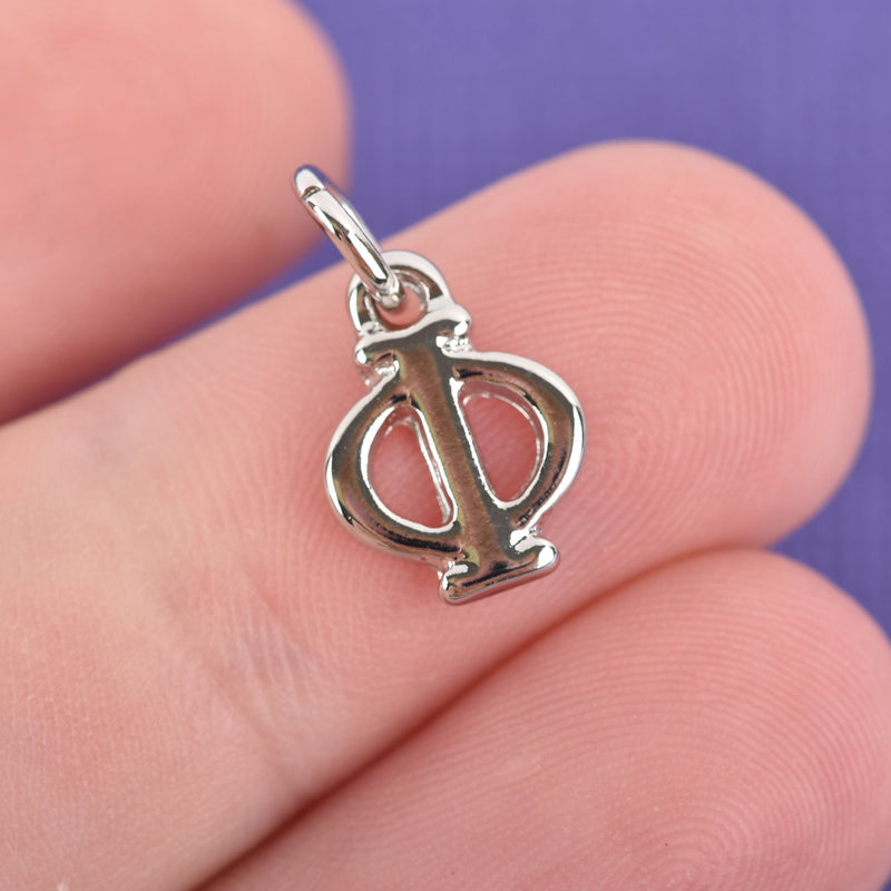 4 PHI Greek Letter Silver Plated Charms Sorority Charms 1/2" chs3024