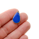 5 BLUE Enamel Teardrop Charms, double sided, 21x13mm, chs3335