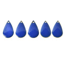 5 BLUE Enamel Teardrop Charms, double sided, 21x13mm, chs3335
