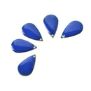 5 BLUE Enamel Teardrop Charms, double sided, 21x13mm, chs3335