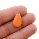 5 ORANGE Enamel Teardrop Charms, double sided, 21x13mm, chs3336