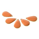 5 ORANGE Enamel Teardrop Charms, double sided, 21x13mm, chs3336