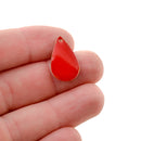 5 RED Enamel Teardrop Charms, double sided, 21x13mm, chs3339