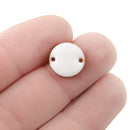 10 WHITE Enamel Circle Charms, Flat Round Coin connector links, 12mm chs3342