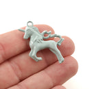 5 UNICORN Charms, PALLADIUM BLUE Enamel, Fairy Tale Charms, Animal Charms, 36x28mm, chs3351