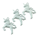 5 UNICORN Charms, PALLADIUM BLUE Enamel, Fairy Tale Charms, Animal Charms, 36x28mm, chs3351