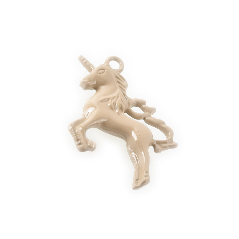 5 UNICORN Charms, CARAMEL BROWN Enamel, Fairy Tale Charms, Animal Charms, 36x28mm, chs3353
