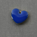 5 BLUE Enamel Heart Charms, double sided, 15x14mm, chs3359