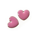 5 PINK Enamel Heart Charms, double sided, 15x14mm, chs3360