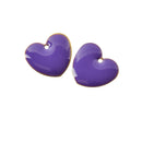 5 PURPLE Enamel Heart Charms, double sided, 15x14mm, chs3361