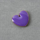5 PURPLE Enamel Heart Charms, double sided, 15x14mm, chs3361